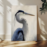 79581184-MGV-CV-24X36-Blue Heron Wall Art Canvas Print, Framed Elegant Wildlife Art Picture Print, Minimalist Bird Theme Perfect Coastal Minimalist