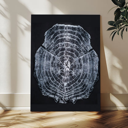 67859667-MGV-CV-24X36-Tree Ring Wall Art Wall Art Canvas Print, Framed Wood Slice Canvas Art Picture Print, Monochrome Nature Decor Perfect Modern