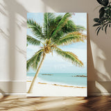 83804429-MGV-CV-24X36-Palm Tree Wall Art Canvas Print, Framed Tropical Beach Art Picture Print, Soft Sand Perfect Tropical Coastal Decor Artwork