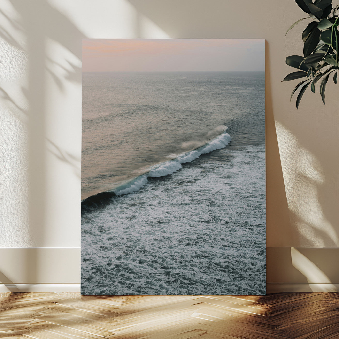 88999168-MGV-CV-24X36-Ocean Waves Wall Art Canvas Print, Framed Coastal Serenity Art Picture Print, Relaxing Ocean Perfect Modern Coastal Decor Artwork