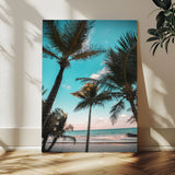 49451039-MGV-CV-24X36-Palm Trees Wall Art Canvas Print, Framed Tropical Beach Art Picture Print, Ocean Breeze Perfect Tropical Coastal Decor Artwork