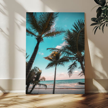 49451039-MGV-CV-24X36-Palm Trees Wall Art Canvas Print, Framed Tropical Beach Art Picture Print, Ocean Breeze Perfect Tropical Coastal Decor Artwork
