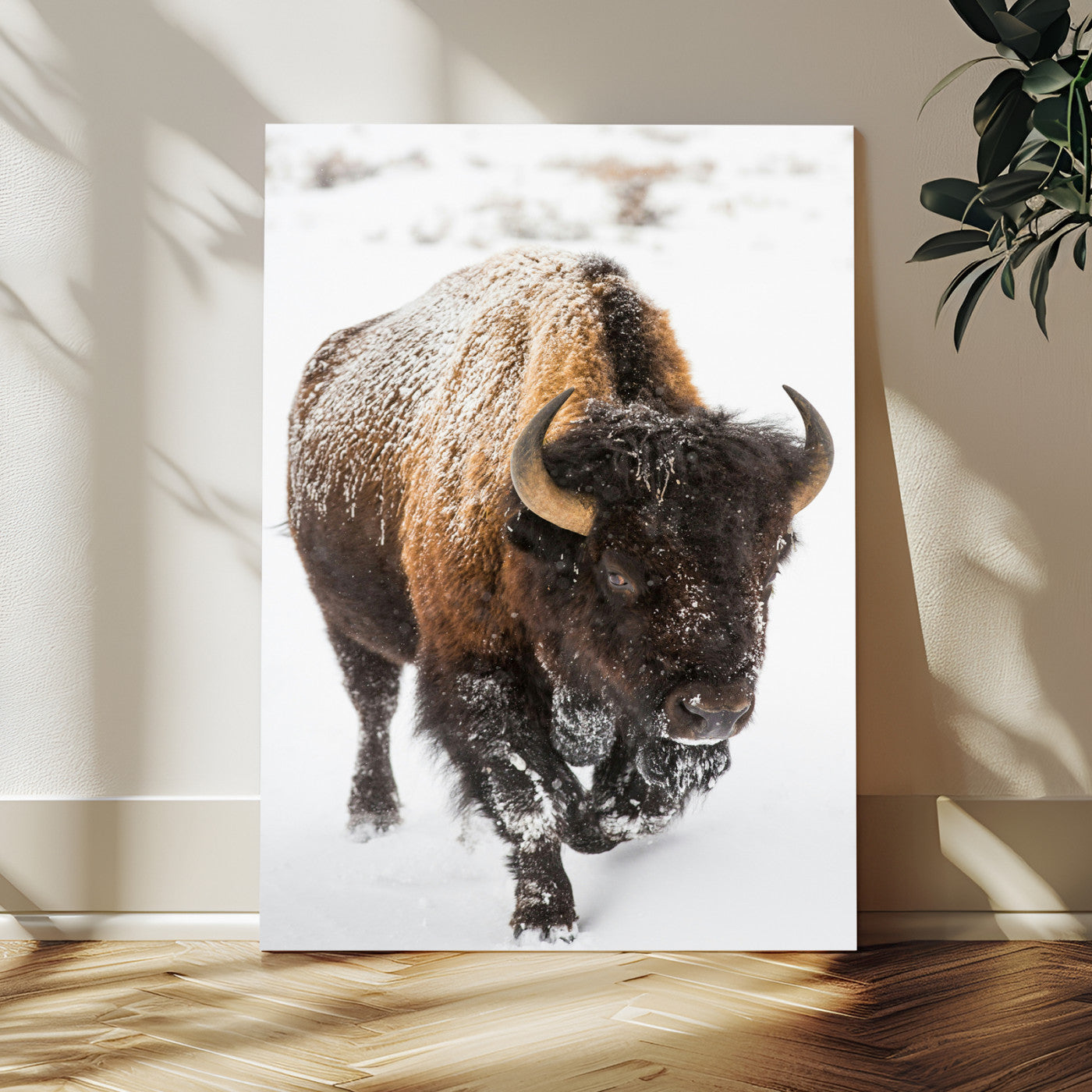 19448944-MGV-CV-24X36-Winter Wilderness Wall Art Canvas Print, Framed Brown Tones Art Picture Print, Nature Close-Up Perfect Rustic Lodge Decor Decor