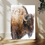 27690436-MGV-CV-24X36-Snowy Buffalo Wall Art Canvas Print, Framed Wildlife Photography Art Picture Print, Rustic Lodge Perfect Rustic Lodge Decor Decor