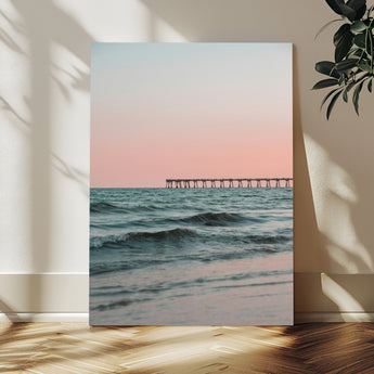 89450227-MGV-CV-24X36-Minimalist Seascape Wall Art Canvas Print, Framed Soft Pastel Sunset Art Picture Print, Tranquil Ocean Perfect Minimalist Coastal