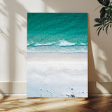 26150405-MGV-CV-24X36-Soft Waves Wall Art Canvas Print, Framed Seaside Escape Art Picture Print, Minimalist Beach Aesthetic Perfect Coastal Minimalist