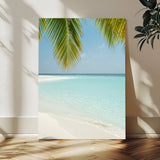 90359351-MGV-CV-24X36-Azure Water Wall Art Canvas Print, Framed Tranquil Island Escape Art Picture Print, Clear Blue Ocean Perfect Coastal Minimalist