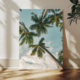 80452931-MGV-CV-24X36-Tropical Palm Trees Wall Art Canvas Print, Framed Coastal Nature Art Picture Print, Relaxing Summer Vibes Perfect Boho Coastal