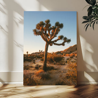 96503558-MGV-CV-24X36-Joshua Tree Wall Art Canvas Print, Framed Desert Sunset Art Picture Print, Golden Hour Light Perfect Southwestern Boho Decor