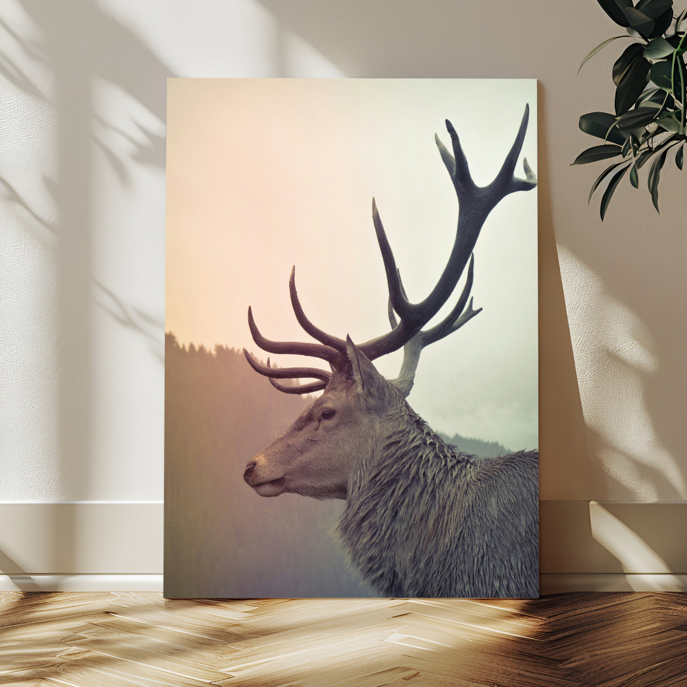 22632976-MGV-CV-24X36-Deer Canvas Print Wall Art Canvas Print, Framed Woodland Animal Decor Art Picture Print, Rustic Lodge Wall Art Perfect Rustic