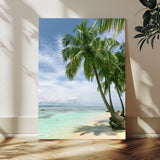 80489589-MGV-CV-24X36-Palm Tree Beach Wall Art – Tropical Paradise Canvas Print with White Sand and Turquoise Ocean, Coastal Photography for Bedroom,