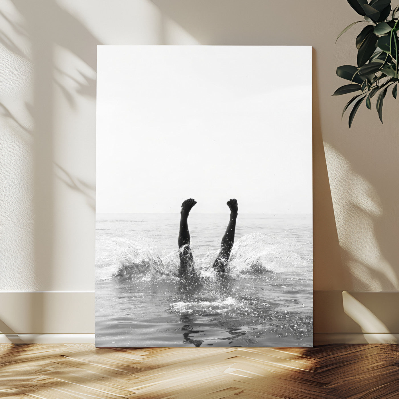 66017559-MGV-CV-24X36-Modern Wall Art – Black and White Splash Canvas Print, Minimalist Photography Decor for Bedroom, Living Room, Office, Beach House