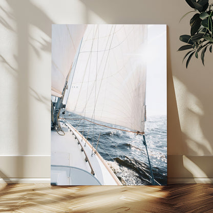 95552990-MGV-CV-24X36-Nautical Sailing Wall Art – Sailboat with White Sails and Ocean Waves, Coastal Photography Print, Seaside Decor for Beach House &