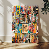 58689-MGV-CV-24X36-Basquiat Style Wall Art Canvas Print, Framed Neo Expressionism Art Picture Print, Street Art Perfect Urban Contemporary Decor
