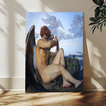 99738-MGV-CV-24X36-Fallen Angel Wall Art Canvas Print, Framed Classical Nude Art Picture Print, Renaissance Style Perfect Classical Moody Decor