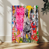 23129-MGV-CV-24X36-Street Love Wall Art Canvas Print, Framed Pop Graffiti Art Picture Print, Neon Lettering Perfect Urban Pop Decor Artwork