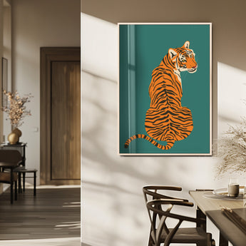 12468-MGV-FP-48X32-3P_Natural-Tiger Wall Art – Modern Jungle Cat Canvas Print, Bold Wildlife Animal Decor for Bedroom, Office, Living Room or Nature Inspired