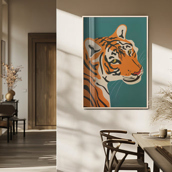 94447-MGV-FP-48X32-3P_Natural-Tiger Portrait Wall Art – Bold Wildlife Canvas Print of Fierce Jungle Cat Face, Modern Animal Home Decor for Living Room, Office