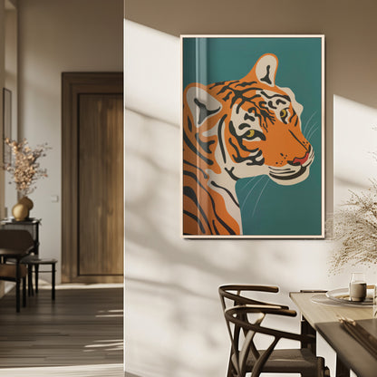 94447-MGV-FP-48X32-3P_Natural-Tiger Portrait Wall Art – Bold Wildlife Canvas Print of Fierce Jungle Cat Face, Modern Animal Home Decor for Living Room, Office