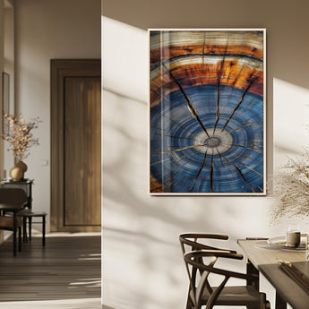 58959380-MGV-FP-48X32-3P_Natural-Tree Rings Wall Art Canvas Print, Framed Wood Texture Art Picture Print, Blue Grain Perfect Rustic Modern Decor Artwork