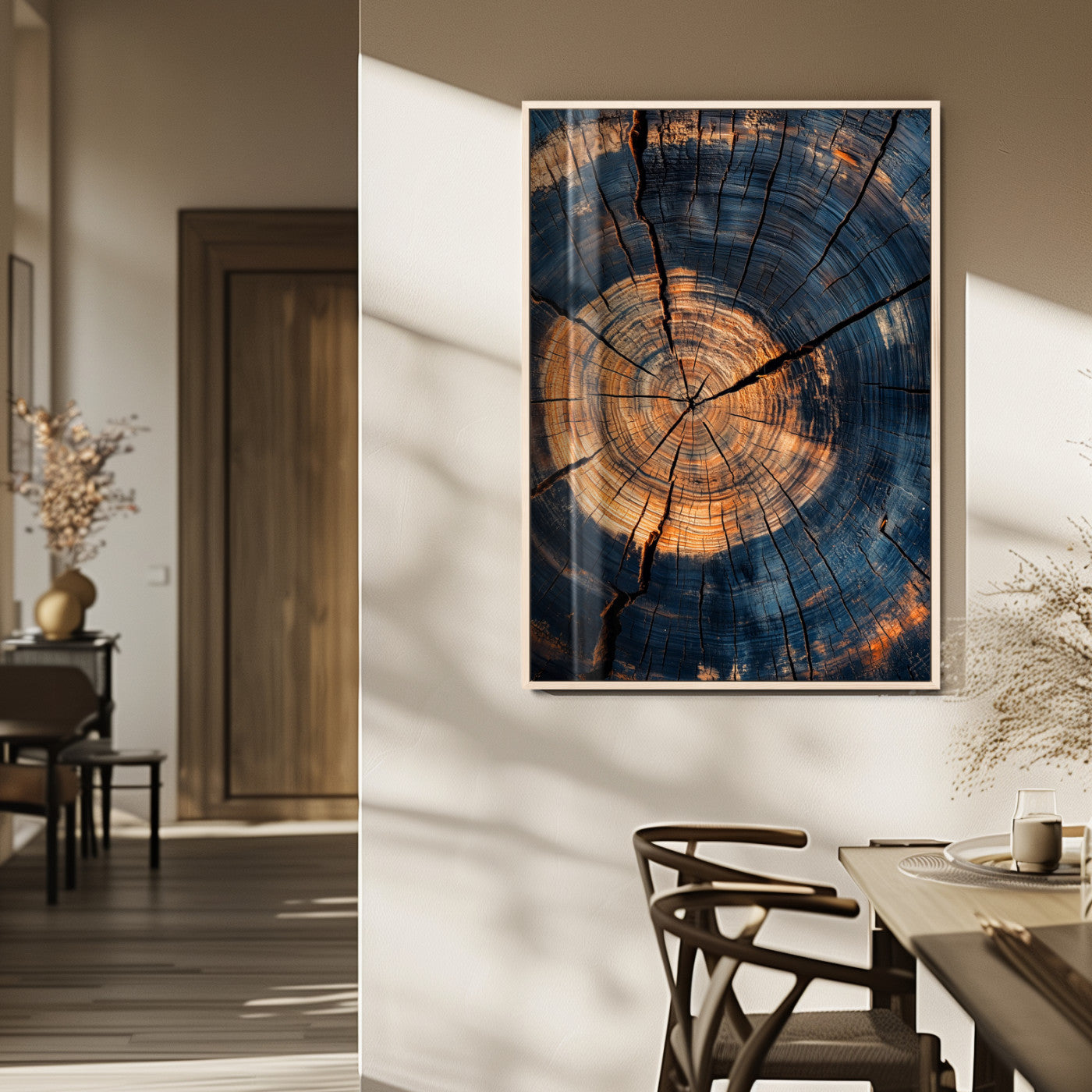 32486414-MGV-FP-48X32-3P_Natural-Tree Rings Wall Art Canvas Print, Framed Rustic Texture Art Picture Print, Wood Grain Perfect Rustic Industrial Decor Artwork