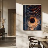 95449028-MGV-FP-48X32-3P_Natural-Textured Spiral Wall Art Canvas Print, Framed Abstract Void Art Picture Print, Wooden Vortex Perfect Modern Industrial Decor