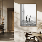 43900465-MGV-CV-24X36-Minimal Ocean Wall Art Canvas Print, Framed Monochrome Diving Art Picture Print, Swimmer in Sea Perfect Minimalist Coastal Decor