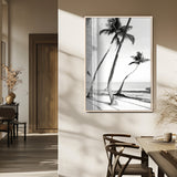 50406026-MGV-CV-24X36-Black White Palms Wall Art Canvas Print, Framed Tropical Beach Art Picture Print, Minimalist Coastal Perfect Coastal Minimalist