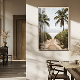 47319550-MGV-CV-24X36-Tropical Beach Wall Art Canvas Print, Framed Rustic Sand Art Picture Print, Palm Tree Perfect Tropical Coastal Decor Artwork