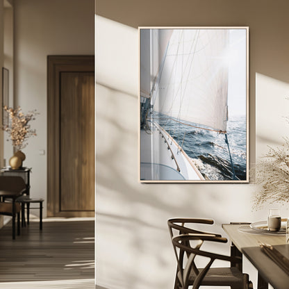 95570785-MGV-CV-24X36-Sailing Boat Wall Art Canvas Print, Framed Bright Nautical Art Picture Print, Sailing Sea Perfect Coastal Minimalist Decor Artwork