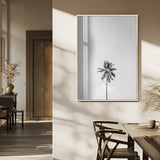 67263674-MGV-CV-24X36-Lone Palm Tree Wall Art Canvas Print, Framed Minimalist Tropical Art Picture Print, Monochrome Beach Perfect Modern Coastal