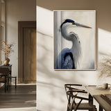 79581184-MGV-CV-24X36-Blue Heron Wall Art Canvas Print, Framed Elegant Wildlife Art Picture Print, Minimalist Bird Theme Perfect Coastal Minimalist