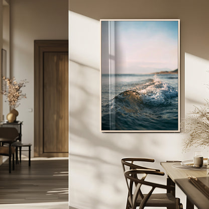 65283502-MGV-CV-24X36-Ocean Waves Wall Art Canvas Print, Framed Coastal Serenity Art Picture Print, Golden Hour Perfect Modern Coastal Decor Artwork