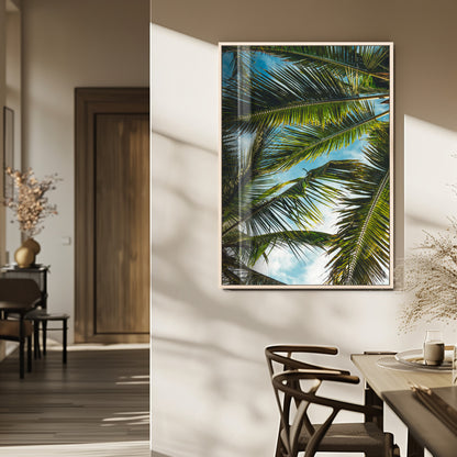 31086560-MGV-CV-24X36-Palm Leaves Wall Art Canvas Print, Framed Tropical Vibes Art Picture Print, Green Foliage Perfect Tropical Boho Decor Artwork