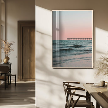 89450227-MGV-FP-48X32-3P_Natural-Minimalist Seascape Wall Art Canvas Print, Framed Soft Pastel Sunset Art Picture Print, Tranquil Ocean Perfect Minimalist Coastal