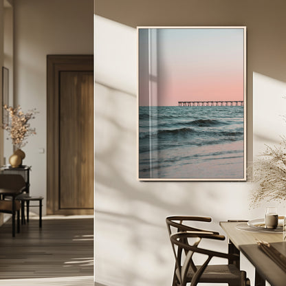 89450227-MGV-FP-48X32-3P_Natural-Minimalist Seascape Wall Art Canvas Print, Framed Soft Pastel Sunset Art Picture Print, Tranquil Ocean Perfect Minimalist Coastal