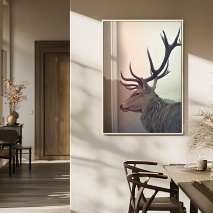 22632976-MGV-FP-48X32-3P_Natural-Deer Canvas Print Wall Art Canvas Print, Framed Woodland Animal Decor Art Picture Print, Rustic Lodge Wall Art Perfect Rustic