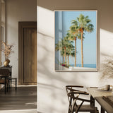 46777020-MGV-FP-48X32-3P_Natural-Palm Tree Wall Art – Coastal Canvas Print with Tall Palms and Blue Sky, Minimal Tropical Photography, Relaxing Beach Decor for