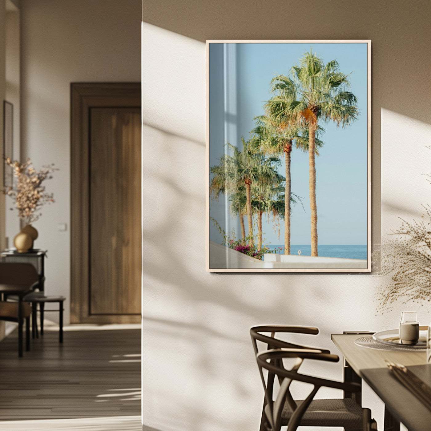 46777020-MGV-FP-48X32-3P_Natural-Tropical Ocean Sunset Canvas Print – Beach Coastal Wall Art Canvas Print, Framed Nautical Decor for Home, Office, Vacation Resort