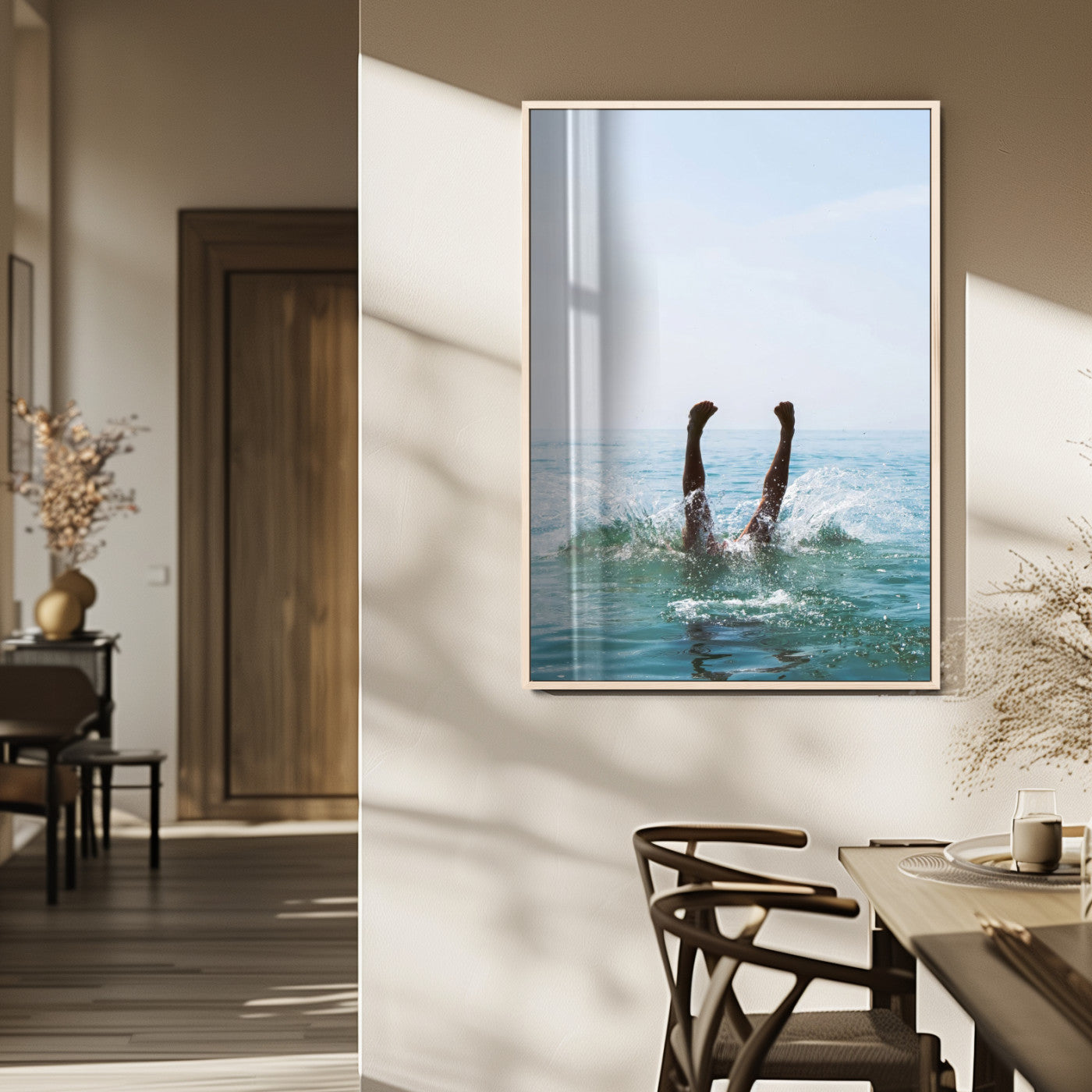 56400447-MGV-FP-48X32-3P_Natural-Summer Splash Ocean Photography Canvas Wall Art – Vibrant Coastal Beach Vibes Decor, Fun Vacation Photo, Living Room or Bedroom