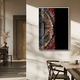 Test1-MGV-FP-48X32-3P_White-Rustic Tree Ring Wall Art – Abstract Wood Grain Canvas Print, Natural Blue and Red Toned Artwork for Living Room, Bedroom, Office