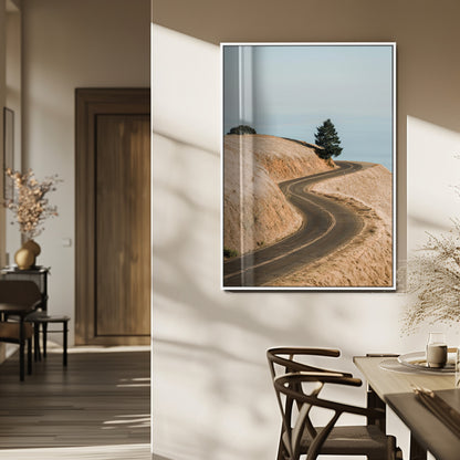 54702459-MGV-FP-48X32-3P_White-Desert Road Wall Art Canvas Print, Framed Earthy Landscape Art Picture Print, Minimal Scenic Perfect Rustic Minimalist Decor