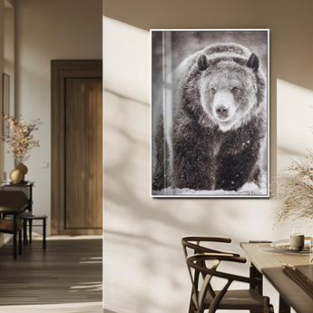 37297892-MGV-FP-48X32-3P_White-Bison Portrait Wall Art Canvas Print, Framed Rustic Wall Accent Art Picture Print, Lodge Style Perfect Rustic Lodge Decor Artwork