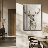 79642067-MGV-FP-48X32-3P_White-Abstract Deer Wall Art Canvas Print, Framed Lodge Style Decor Art Picture Print, Rustic Animal Wall Perfect Lodge Cabin Style