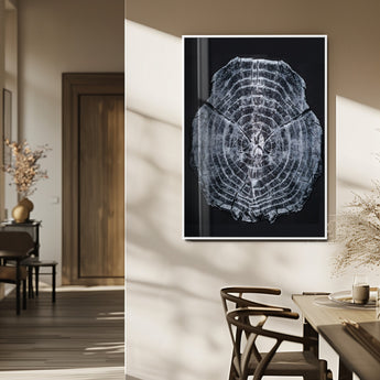 67859667-MGV-CV-24X36-Tree Ring Wall Art Wall Art Canvas Print, Framed Wood Slice Canvas Art Picture Print, Monochrome Nature Decor Perfect Modern