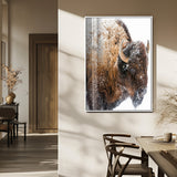 27690436-MGV-FP-48X32-3P_White-Snowy Buffalo Wall Art Canvas Print, Framed Wildlife Photography Art Picture Print, Rustic Lodge Perfect Rustic Lodge Decor Decor