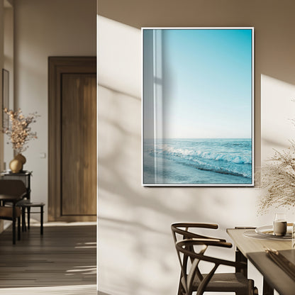 20189712-MGV-FP-48X32-3P_White-Minimalist Ocean Wall Art Canvas Print, Framed Calm Seascape Art Picture Print, Soft Blue Tones Perfect Coastal Minimalist Decor