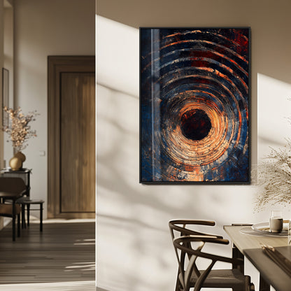 95449028-MGV-FP-48X32-3P_Black-Textured Spiral Wall Art Canvas Print, Framed Abstract Void Art Picture Print, Wooden Vortex Perfect Modern Industrial Decor