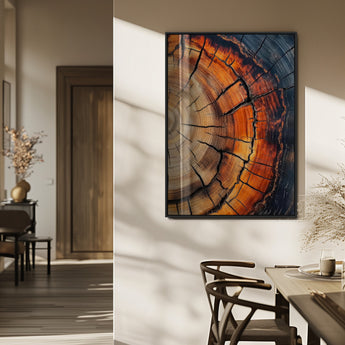 12078265-MGV-FP-48X32-3P_Black-Tree Rings Wall Art Canvas Print, Framed Burnt Wood Art Picture Print, Rustic Texture Perfect Rustic Earth Decor Artwork