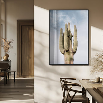 44868276-MGV-CV-24X36-Saguaro Cactus Wall Art Canvas Print, Framed Earthy Desert Art Picture Print, Warm Botanical Perfect Southwestern Boho Decor